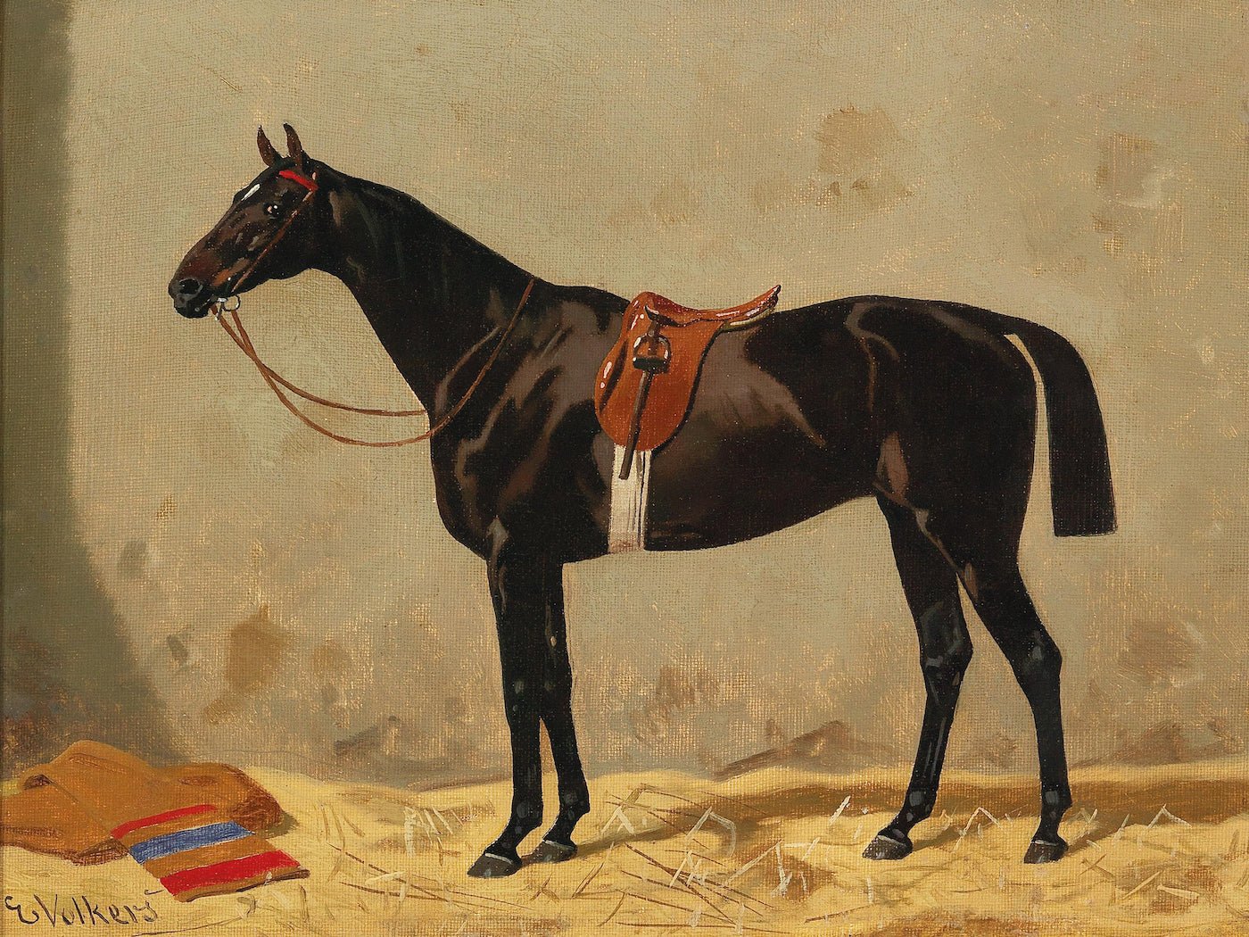 Vintage Bay Horse Portrait #1 - HuntCountryHome