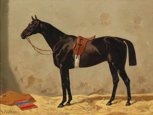 Vintage Bay Horse Portrait #1 - HuntCountryHome