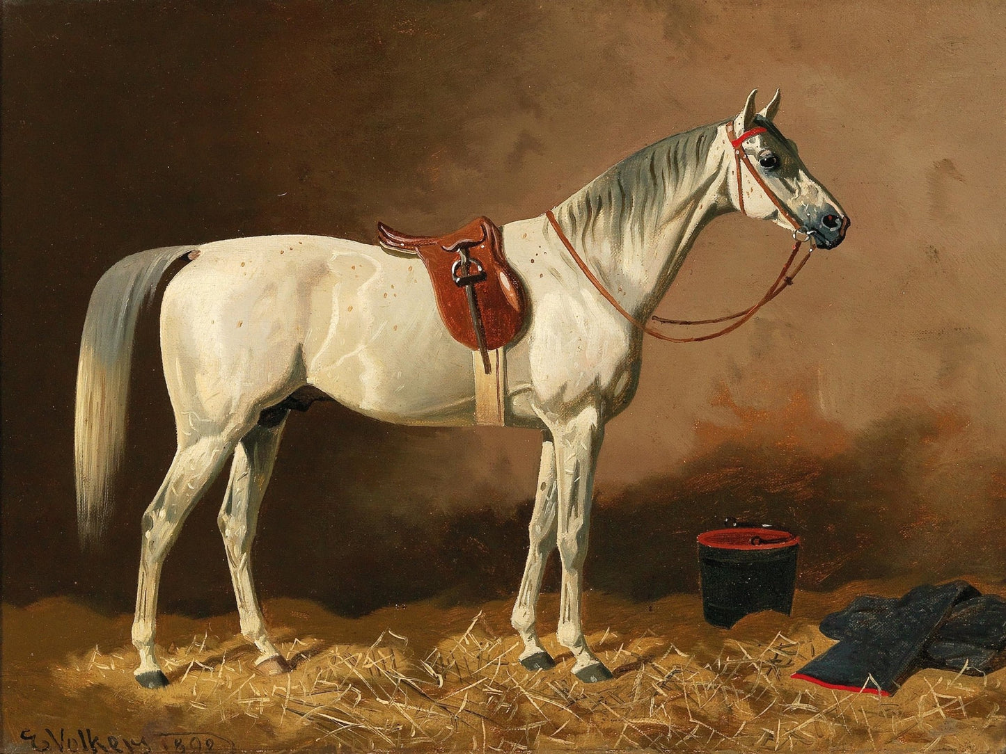 Vintage Grey Horse Portrait #1 - HuntCountryHome