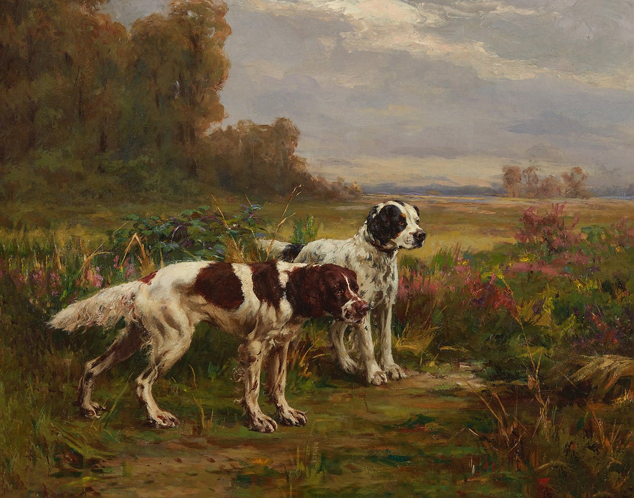 English Setters in the Meadow - HuntCountryHome