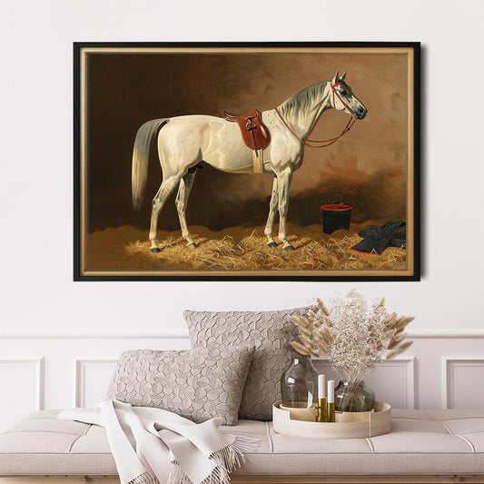 Vintage Grey Horse Poster - HuntCountryHome