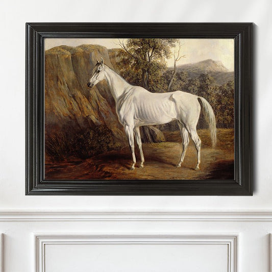 Vintage Grey Thoroughbred Portrait #2 - HuntCountryHome