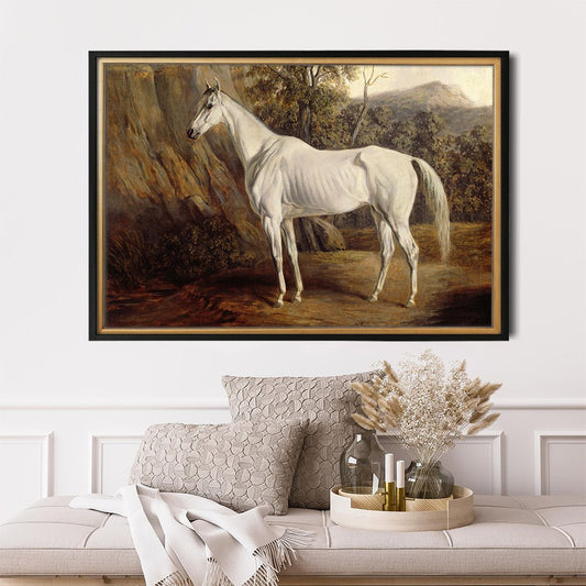 Vintage Grey Thoroughbred Poster - HuntCountryHome